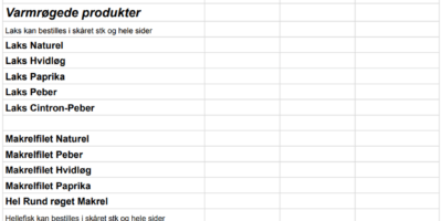 Sortiment liste Sortiment liste